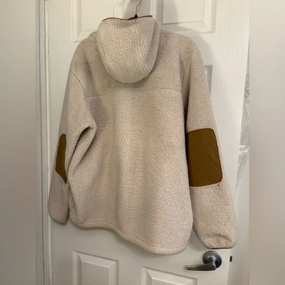 The North Face Sherpa Fleece Pullover Hoodie Mens L Beige Brown Half Zip - Picture 9 of 11